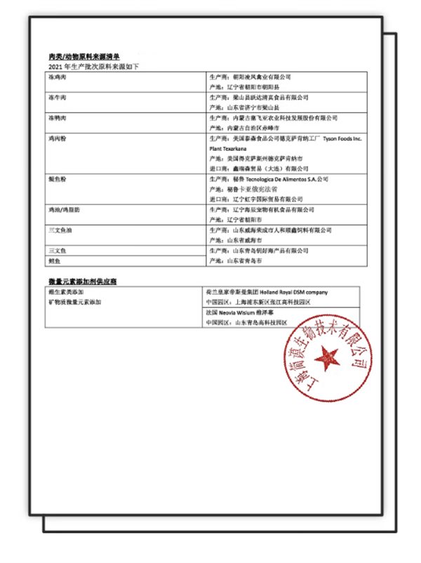 诚实一口狗粮原料
