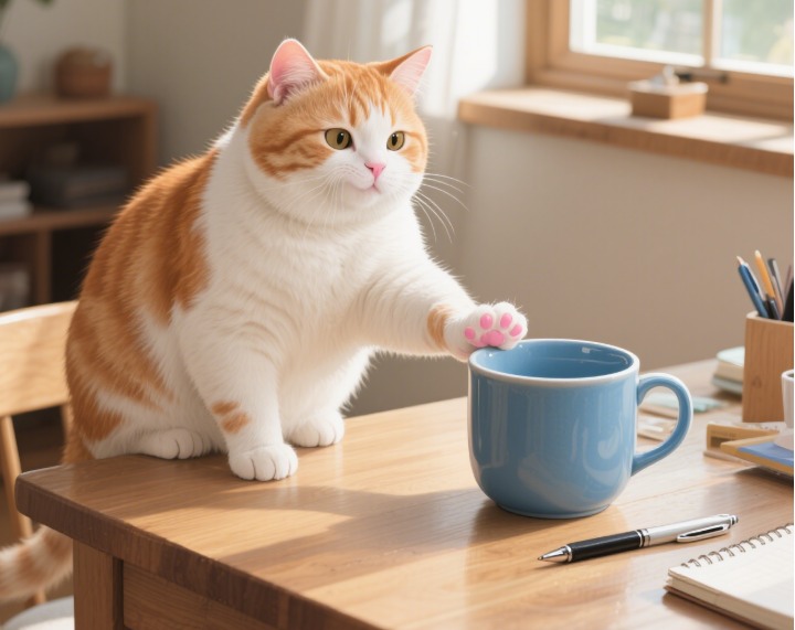 猫咪为什么总喜欢把东西推下桌？
